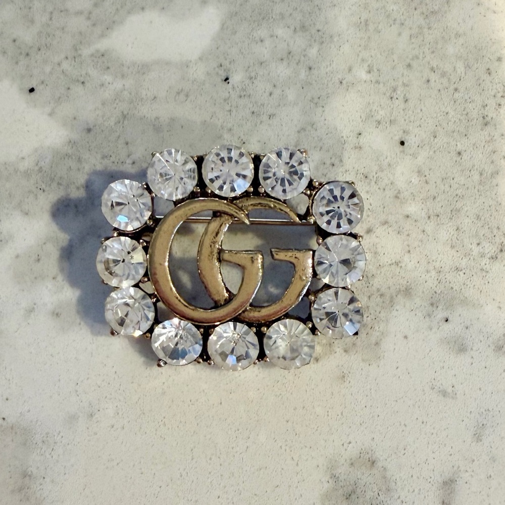 G u c c i Inspired GG Rhinestone Brooch
